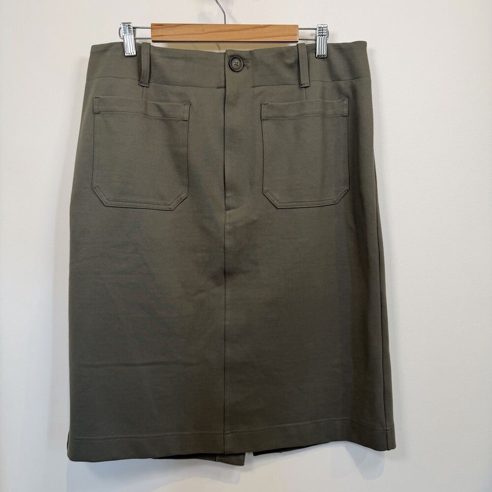 NEW Maeve Anthropologie Colette Skirt Women XL Olive Green Pocket Midi Pencil